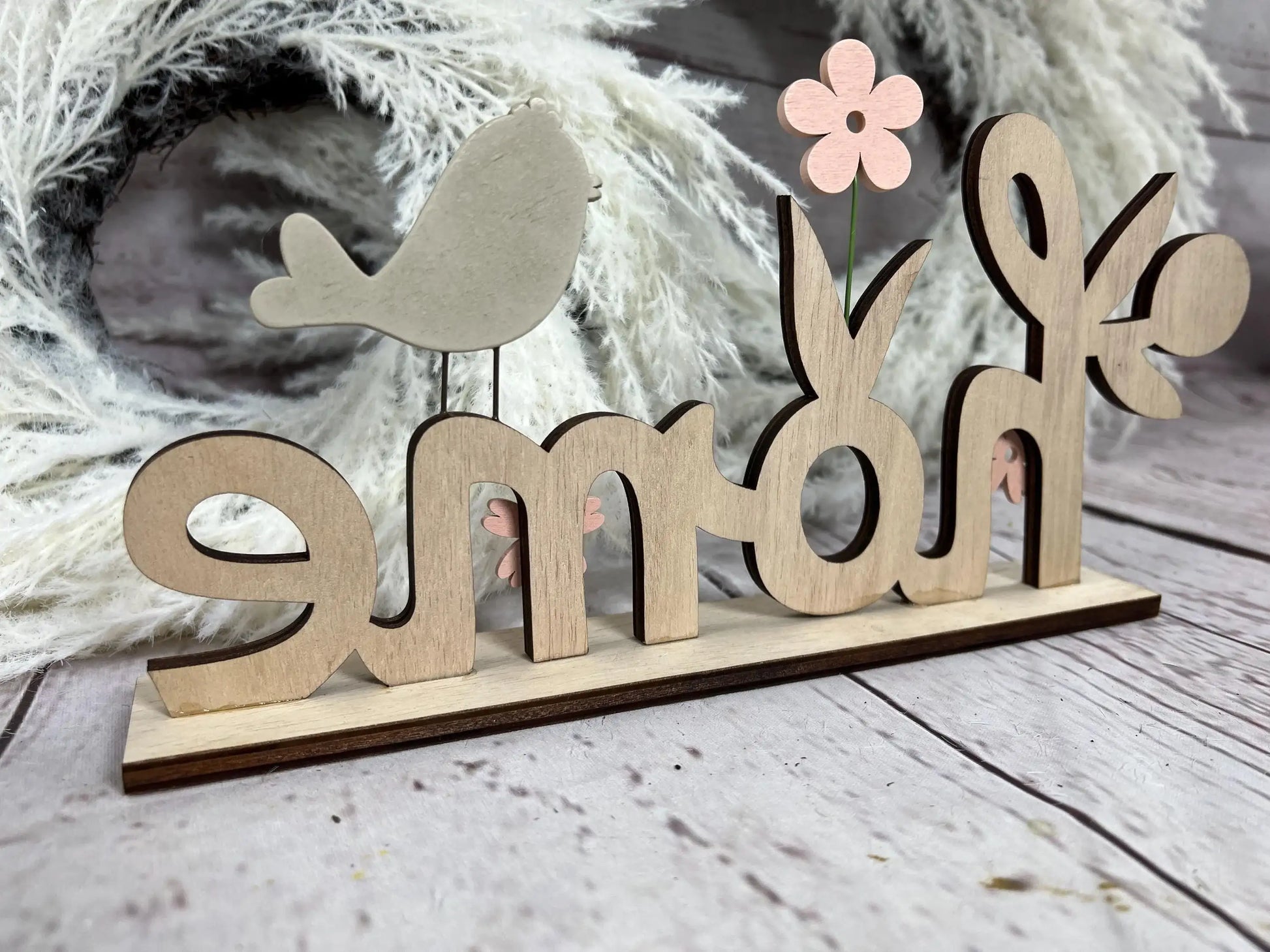 Schrift Home Holz Schild 15x29cm Deko Frühling Sommer ganzjährig Tür Schmuck – handgemacht aus Seiden- und Kunstblumen, langlebig & pflegeleicht von SarahsFlowerStudio