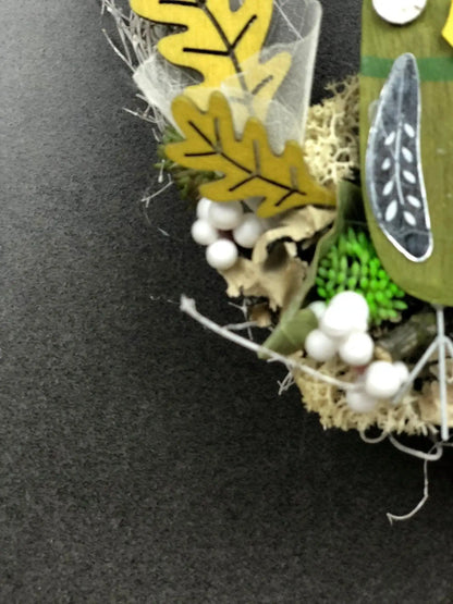 Türkranz 22cm Türdeko Türschmuck Eule Modern Tür Schmuck Herbst herbstlich ganzjährig Herbst – handgemacht aus Seiden- und Kunstblumen, langlebig & pflegeleicht von SarahsFlowerStudio