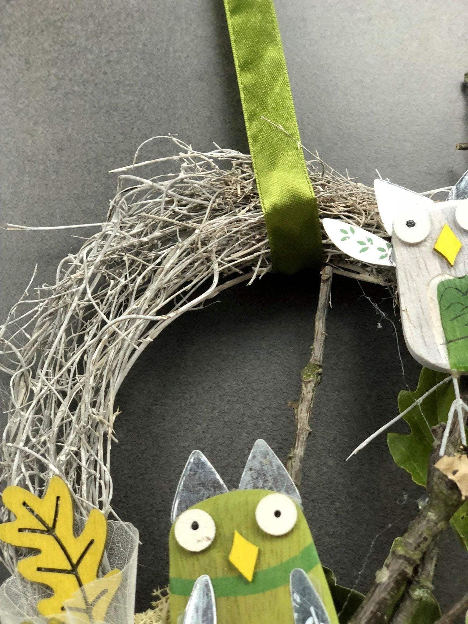 Türkranz 22cm Türdeko Türschmuck Eule Modern Tür Schmuck Herbst herbstlich ganzjährig Herbst – handgemacht aus Seiden- und Kunstblumen, langlebig & pflegeleicht von SarahsFlowerStudio