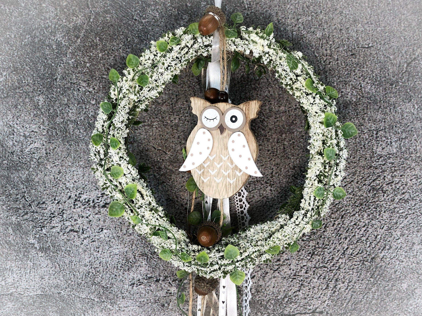 Türkranz Heide Eule Herbst Herbstlich Türschmuck Modern Wunschfarbe Wunschgröße Tür Schmuck ganzjährig – handgemacht aus Seiden- und Kunstblumen, langlebig & pflegeleicht von SarahsFlowerStudio