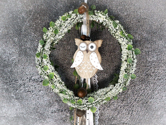 Türkranz Heide Eule Herbst Herbstlich Türschmuck Modern Wunschfarbe Wunschgröße Tür Schmuck ganzjährig – handgemacht aus Seiden- und Kunstblumen, langlebig & pflegeleicht von SarahsFlowerStudio