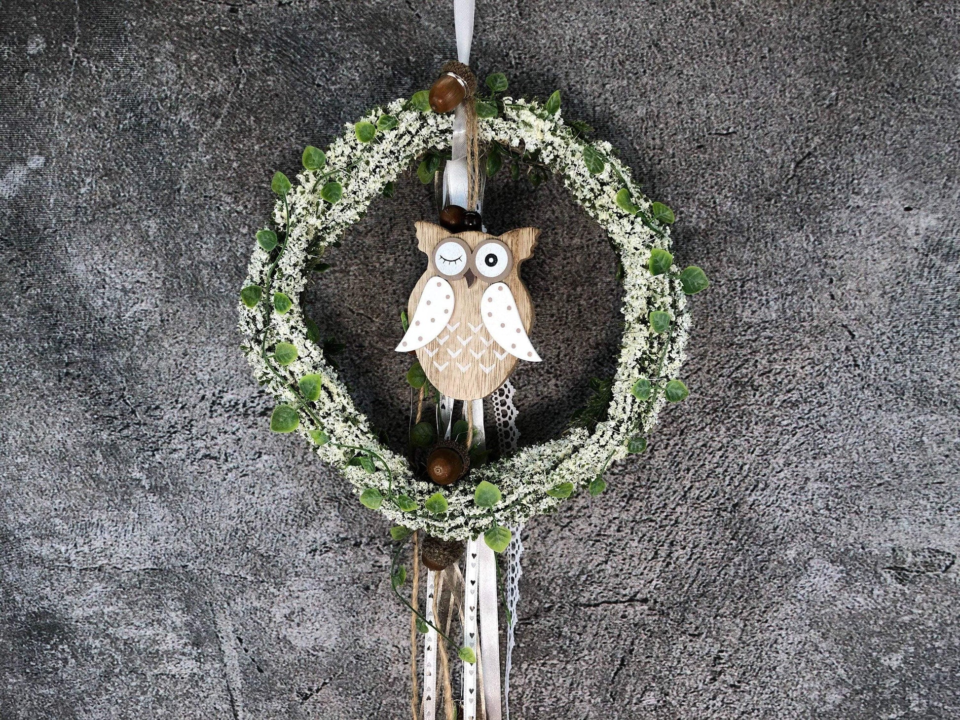 Türkranz Heide Eule Herbst Herbstlich Türschmuck Modern Wunschfarbe Wunschgröße Tür Schmuck ganzjährig – handgemacht aus Seiden- und Kunstblumen, langlebig & pflegeleicht von SarahsFlowerStudio
