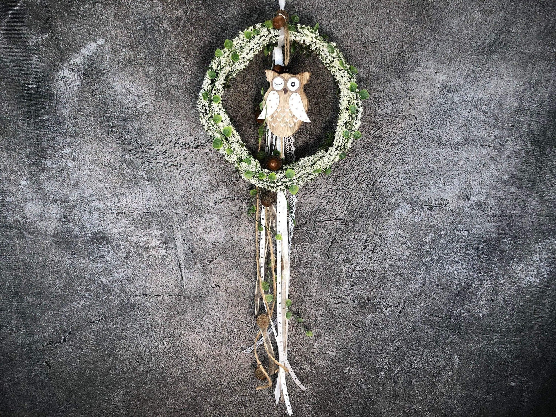 Türkranz Heide Eule Herbst Herbstlich Türschmuck Modern Wunschfarbe Wunschgröße Tür Schmuck ganzjährig – handgemacht aus Seiden- und Kunstblumen, langlebig & pflegeleicht von SarahsFlowerStudio