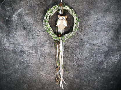 Türkranz Heide Eule Herbst Herbstlich Türschmuck Modern Wunschfarbe Wunschgröße Tür Schmuck ganzjährig – handgemacht aus Seiden- und Kunstblumen, langlebig & pflegeleicht von SarahsFlowerStudio