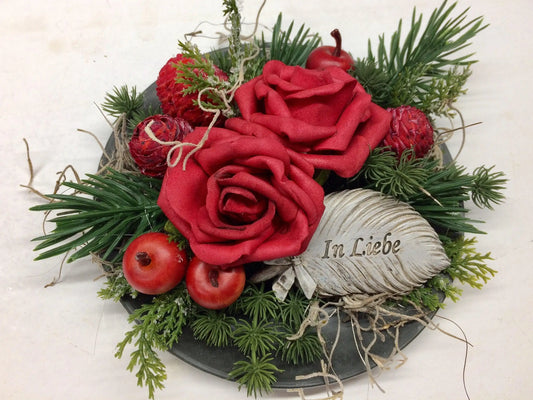 Grabgesteck Grabdekoration Grabschmuck Allerheiligen – handgemacht aus Seiden- und Kunstblumen, langlebig & pflegeleicht von SarahsFlowerStudio