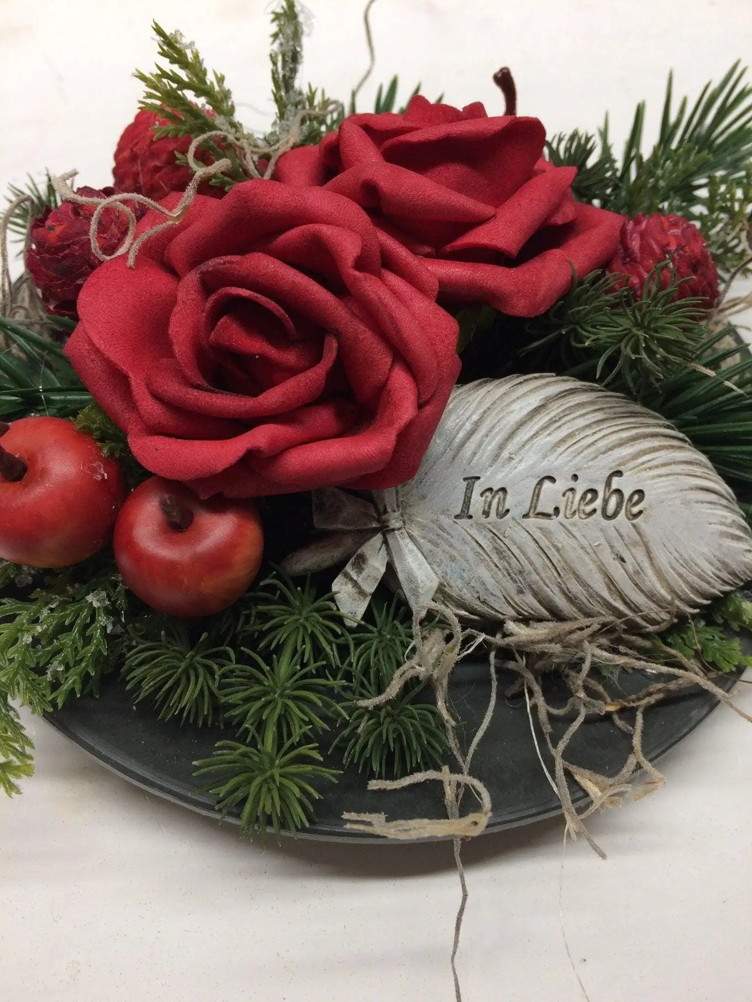 Grabgesteck Grabdekoration Grabschmuck Allerheiligen – handgemacht aus Seiden- und Kunstblumen, langlebig & pflegeleicht von SarahsFlowerStudio