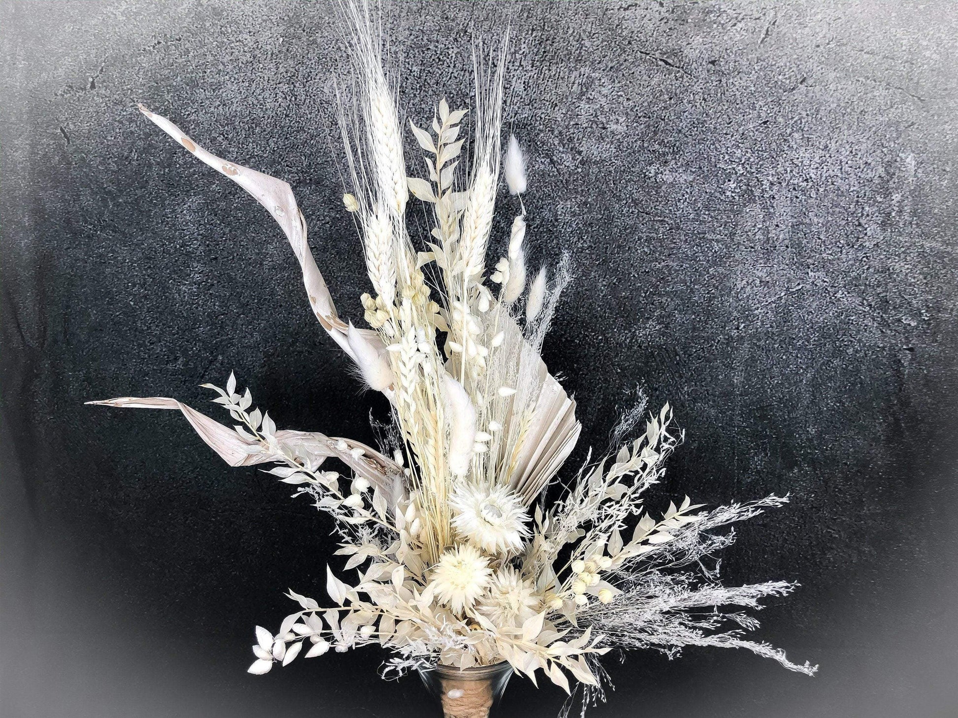 Trockenblumenstrauß Strauß Gräser mit Exoten Strohblume Gräser Trockenblumen Trockenmaterial Natur natürlich dried bouquet dried Flowers – handgemacht aus Seiden- und Kunstblumen, langlebig & pflegeleicht von SarahsFlowerStudio