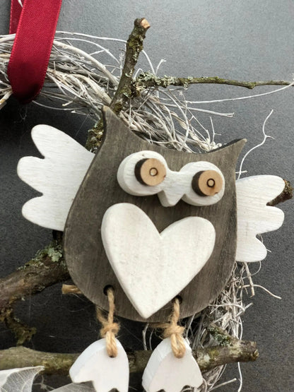 Türkranz 22cm Türdeko Türschmuck Eule Modern Tür Schmuck Herbst herbstlich ganzjährig Herbst – handgemacht aus Seiden- und Kunstblumen, langlebig & pflegeleicht von SarahsFlowerStudio