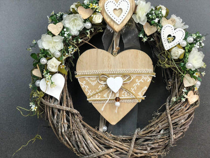 Türkranz 26cm Türdeko Türschmuck Herz Modern ganzjährig Tür Schmuck Herbst – handgemacht aus Seiden- und Kunstblumen, langlebig & pflegeleicht von SarahsFlowerStudio
