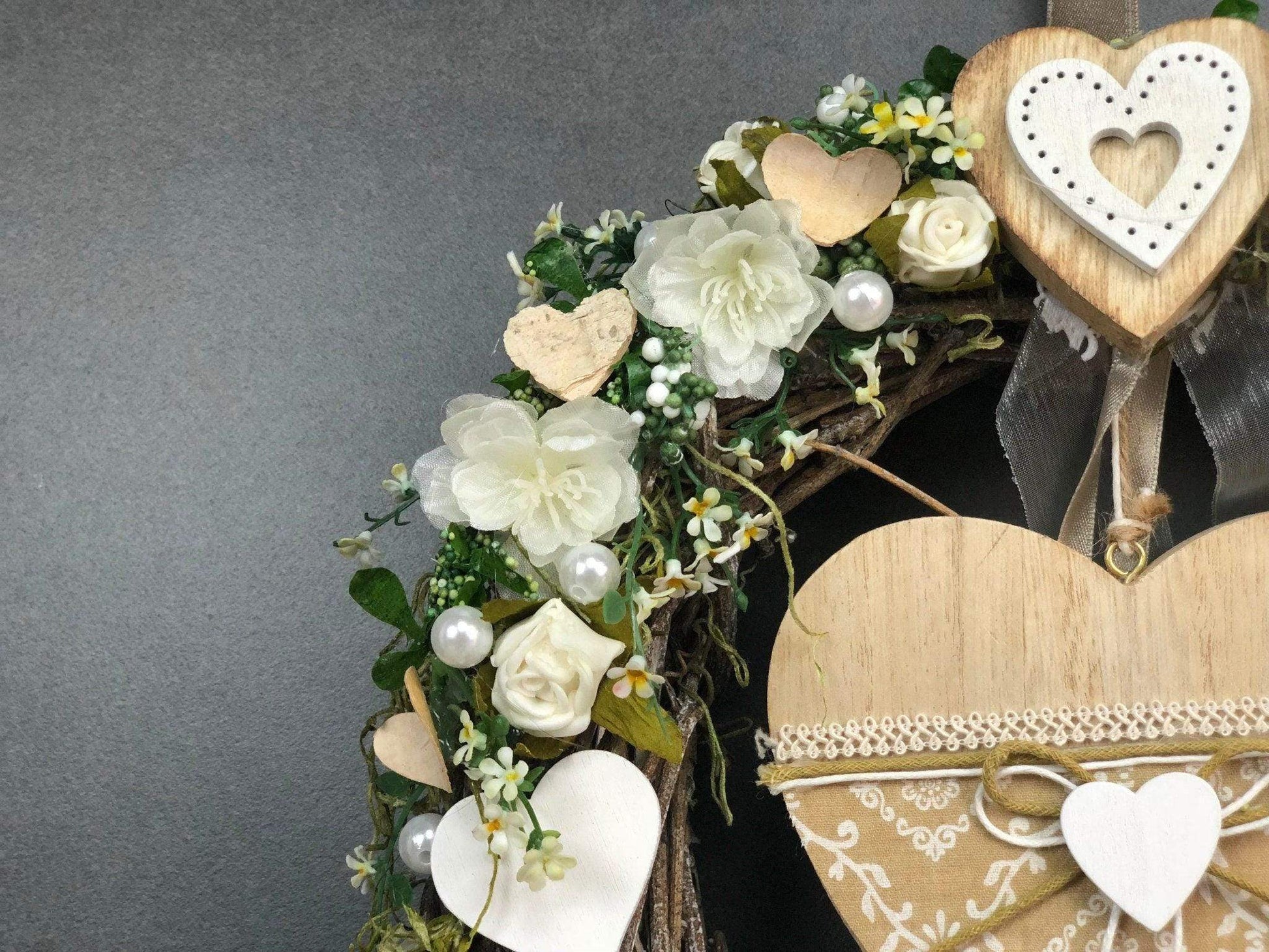 Türkranz 26cm Türdeko Türschmuck Herz Modern ganzjährig Tür Schmuck Herbst – handgemacht aus Seiden- und Kunstblumen, langlebig & pflegeleicht von SarahsFlowerStudio