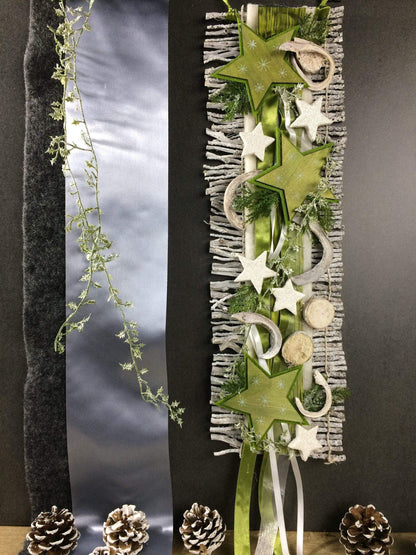 Weihnachten Advent Türdeko Türdekoration Türkranz Stern Birke Reebmatte – handgemacht aus Seiden- und Kunstblumen, langlebig & pflegeleicht von SarahsFlowerStudio