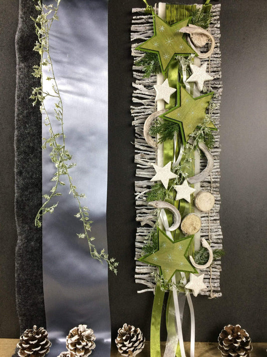 Weihnachten Advent Türdeko Türdekoration Türkranz Stern Birke Reebmatte – handgemacht aus Seiden- und Kunstblumen, langlebig & pflegeleicht von SarahsFlowerStudio