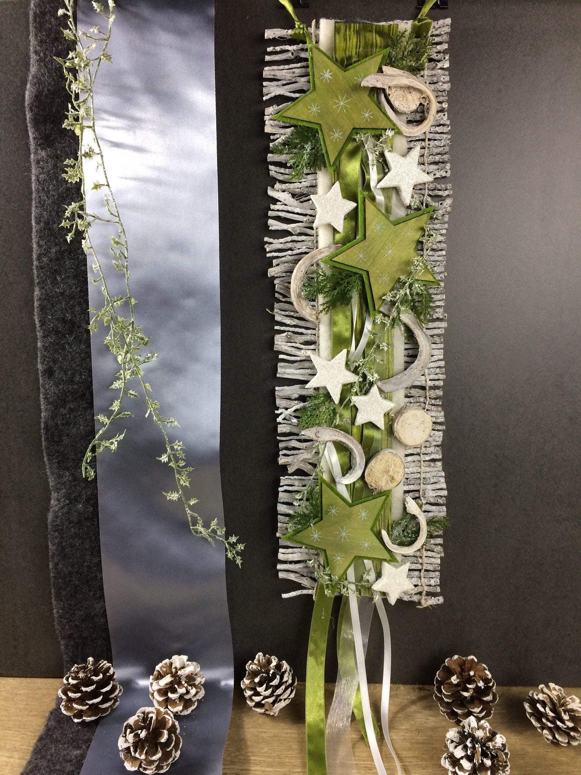 Weihnachten Advent Türdeko Türdekoration Türkranz Stern Birke Reebmatte – handgemacht aus Seiden- und Kunstblumen, langlebig & pflegeleicht von SarahsFlowerStudio