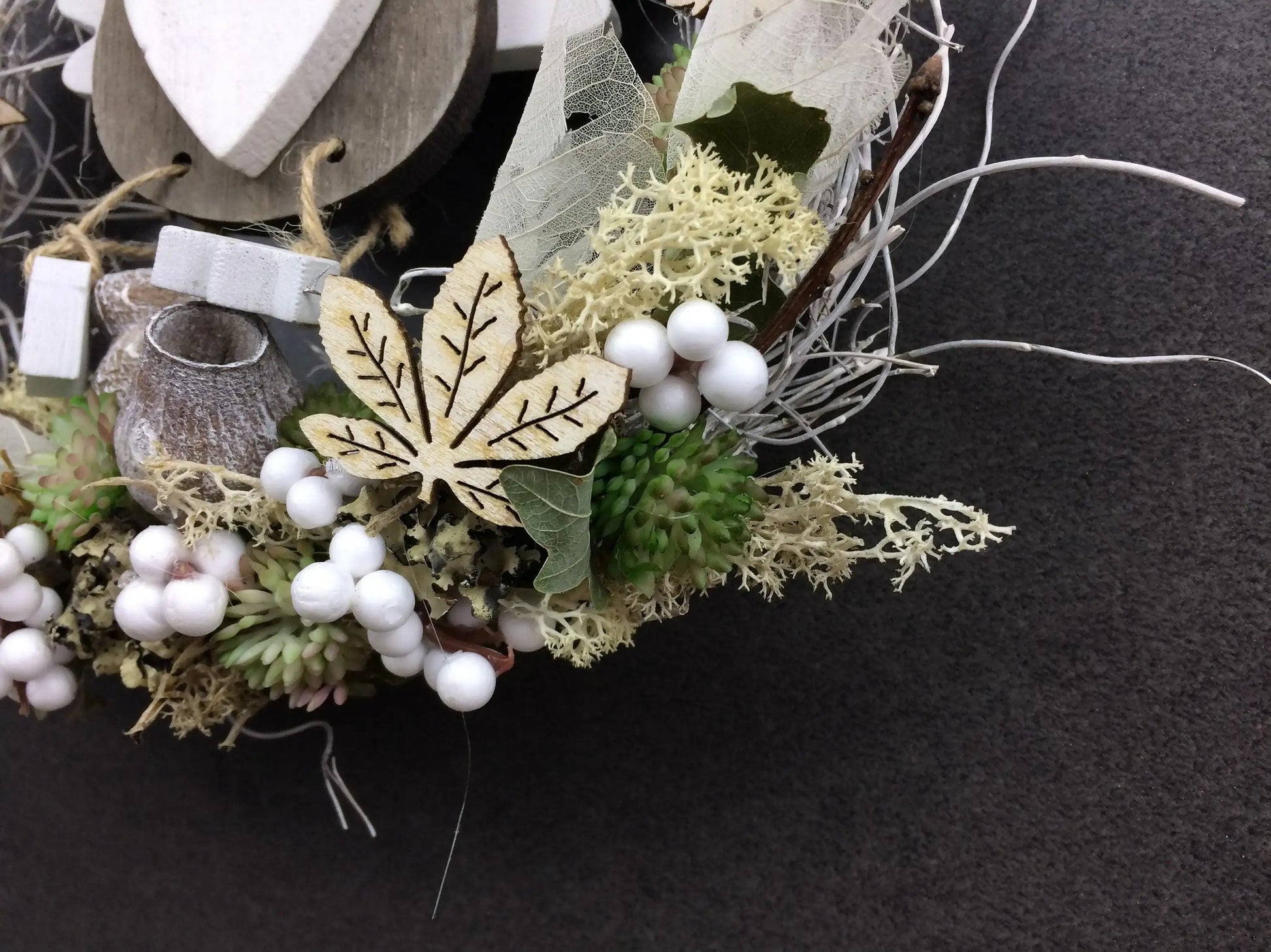 Türkranz 22cm Türdeko Türschmuck Eule Modern Tür Schmuck Herbst herbstlich ganzjährig Herbst – handgemacht aus Seiden- und Kunstblumen, langlebig & pflegeleicht von SarahsFlowerStudio