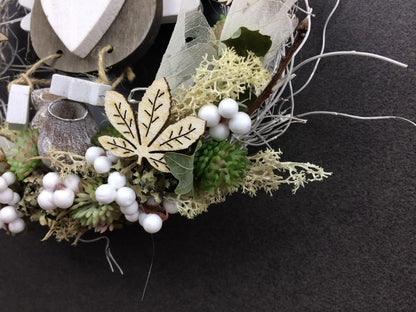 Türkranz 22cm Türdeko Türschmuck Eule Modern Tür Schmuck Herbst herbstlich ganzjährig Herbst – handgemacht aus Seiden- und Kunstblumen, langlebig & pflegeleicht von SarahsFlowerStudio