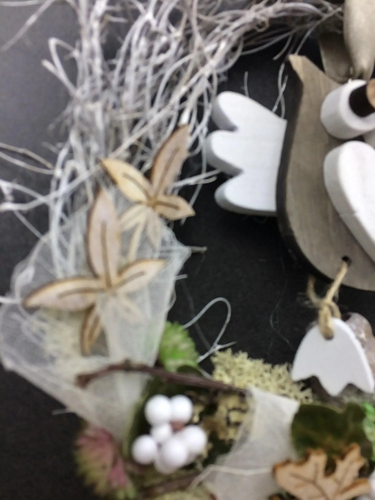 Türkranz 22cm Türdeko Türschmuck Eule Modern Tür Schmuck Herbst herbstlich ganzjährig Herbst – handgemacht aus Seiden- und Kunstblumen, langlebig & pflegeleicht von SarahsFlowerStudio