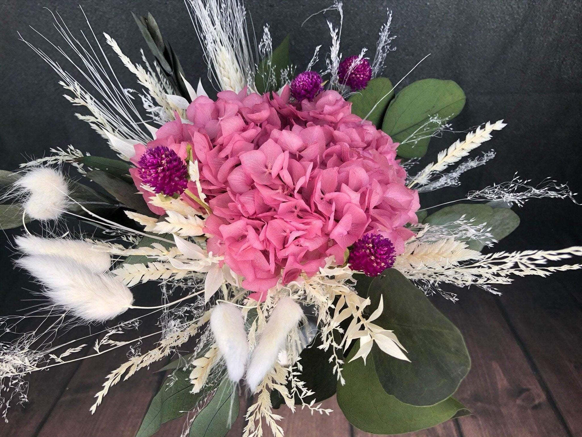 Strauß Gefriergetrocknet Hortensie Tischdeko Tischgesteck Gräser Trockenblumen Trockenmaterial Natur natürlich dried bouquet dried Flowers – handgemacht aus Seiden- und Kunstblumen, langlebig & pflegeleicht von SarahsFlowerStudio