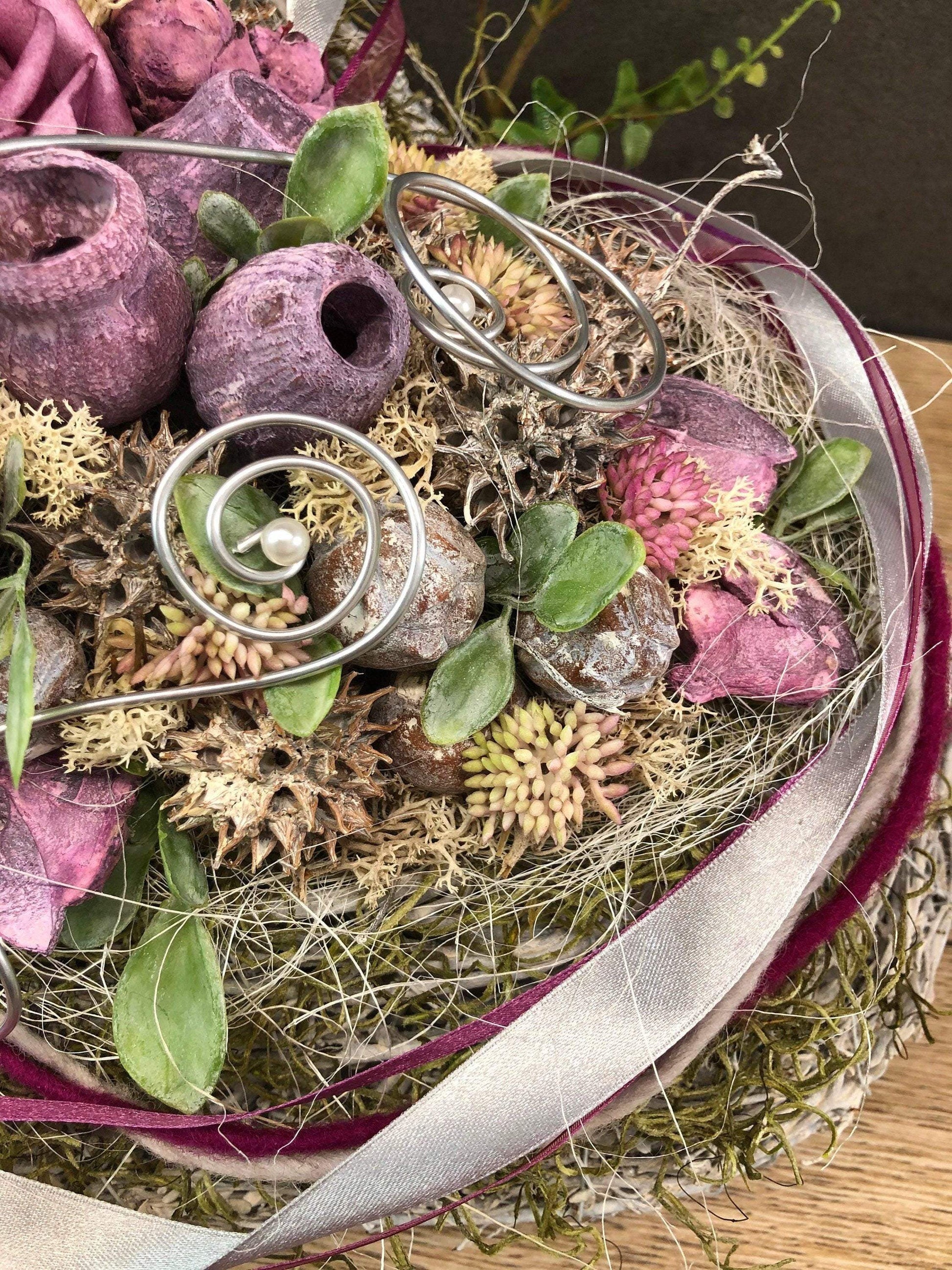 Grabgesteck Grabschmuck Herz Wunschgröße Grabdekoration Grabschmuck Allerheiligen – handgemacht aus Seiden- und Kunstblumen, langlebig & pflegeleicht von SarahsFlowerStudio