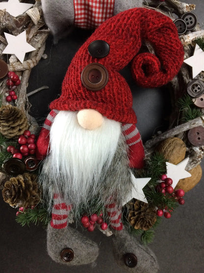 Advent Türkranz Türdeko Türschmuck Weihnachten Weidenkranz Wichtel – handgemacht aus Seiden- und Kunstblumen, langlebig & pflegeleicht von SarahsFlowerStudio