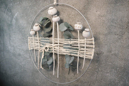 Türkranz Kranz Ring Gräser Wandkranz Trockenblumen Natur natürlich Hoop Fensterdeko – handgemacht aus Seiden- und Kunstblumen, langlebig & pflegeleicht von SarahsFlowerStudio