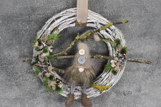 Türkranz Türdeko Türschmuck Weihnachten Weidenkranz Wichtel Zapfen Stern Apfel Tanne Band Modern – handgemacht aus Seiden- und Kunstblumen, langlebig & pflegeleicht von SarahsFlowerStudio