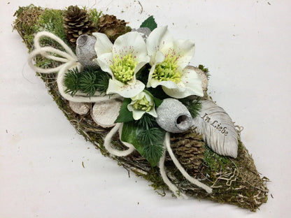 Grabgesteck Grabschmuck 35cm Grabdeko Grabdekoration Allerheiligen – handgemacht aus Seiden- und Kunstblumen, langlebig & pflegeleicht von SarahsFlowerStudio
