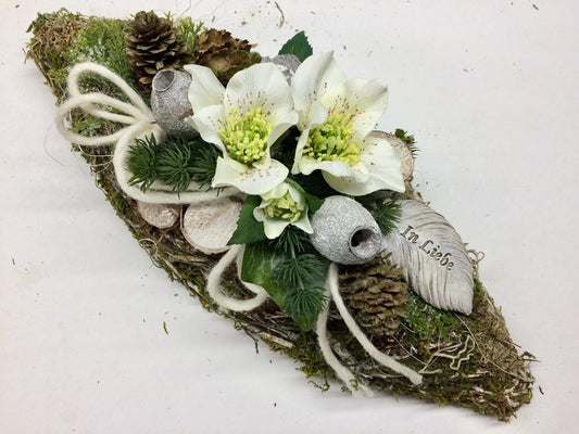 Grabgesteck Grabschmuck 35cm Grabdeko Grabdekoration Allerheiligen – handgemacht aus Seiden- und Kunstblumen, langlebig & pflegeleicht von SarahsFlowerStudio