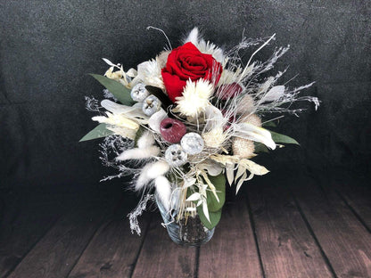 Strauß Gefriergetrocknet Rose Tischdeko Tischgesteck Deko Gräser Trockenblumen Trockenmaterial Natur natürlich dried bouquet dried Flowers – handgemacht aus Seiden- und Kunstblumen, langlebig & pflegeleicht von SarahsFlowerStudio