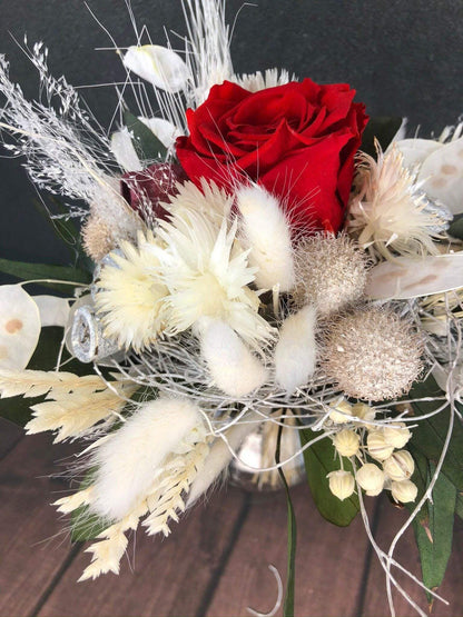 Strauß Gefriergetrocknet Rose Tischdeko Tischgesteck Deko Gräser Trockenblumen Trockenmaterial Natur natürlich dried bouquet dried Flowers – handgemacht aus Seiden- und Kunstblumen, langlebig & pflegeleicht von SarahsFlowerStudio