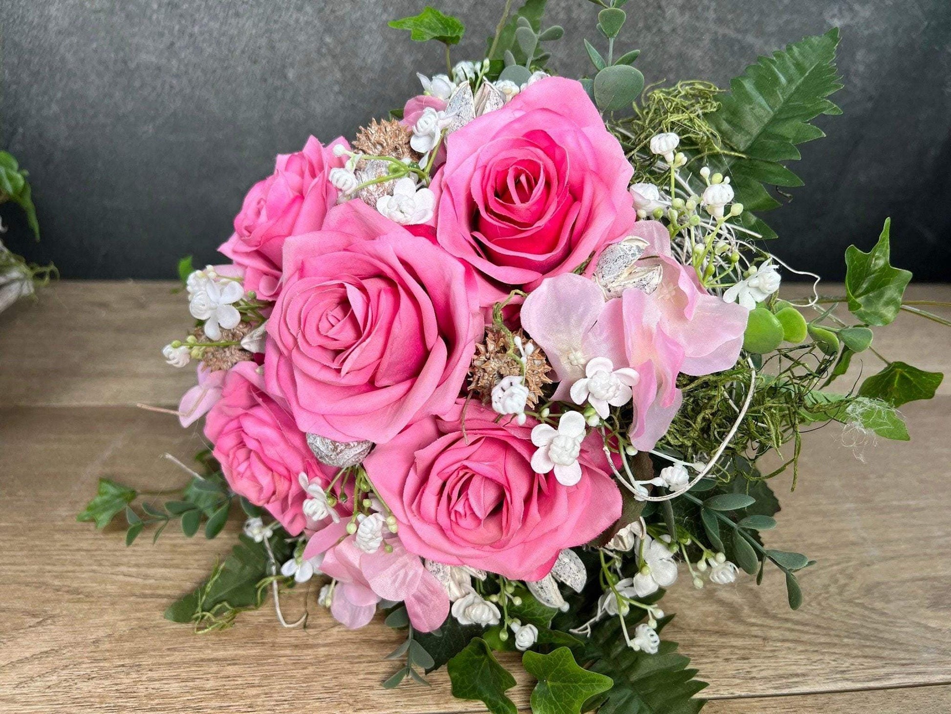 Grabgesteck Grabschmuck Grabvase Grabstrauß Rose HortensieGrabdekoration Grabschmuck Allerheiligen – handgemacht aus Seiden- und Kunstblumen, langlebig & pflegeleicht von SarahsFlowerStudio