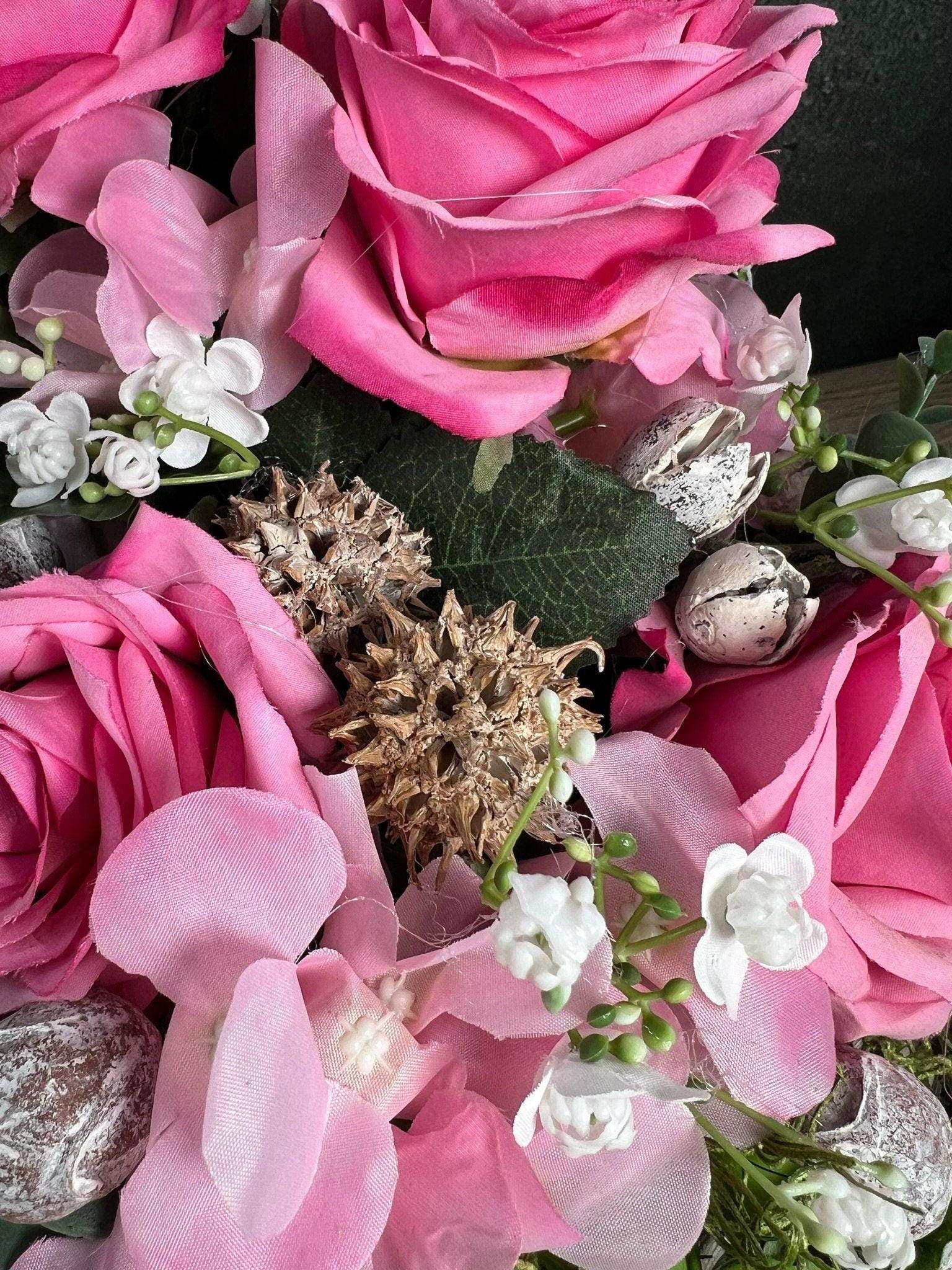 Grabgesteck Grabschmuck Grabvase Grabstrauß Rose HortensieGrabdekoration Grabschmuck Allerheiligen – handgemacht aus Seiden- und Kunstblumen, langlebig & pflegeleicht von SarahsFlowerStudio
