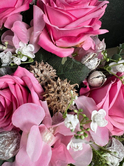 Grabgesteck Grabschmuck Grabvase Grabstrauß Rose HortensieGrabdekoration Grabschmuck Allerheiligen – handgemacht aus Seiden- und Kunstblumen, langlebig & pflegeleicht von SarahsFlowerStudio