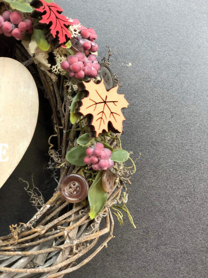 Türkranz 22cm Türdeko Türschmuck Herz Welcome Modern Tür Schmuck Herbst herbstlich ganzjährig Herbst – handgemacht aus Seiden- und Kunstblumen, langlebig & pflegeleicht von SarahsFlowerStudio
