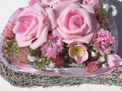 Grabgesteck Rosen Kleeblüte Kirschblüte Grabschmuck Grabdekoration Grabschmuck Allerheiligen – handgemacht aus Seiden- und Kunstblumen, langlebig & pflegeleicht von SarahsFlowerStudio