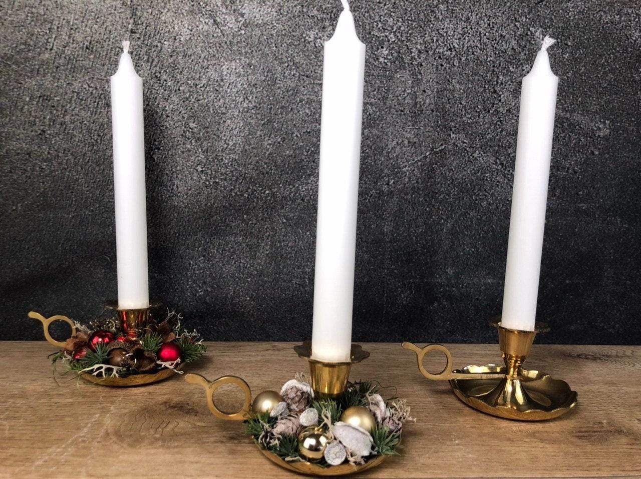 Kerzenteller Kerzenhalter Kerzenständer Vintage Nostalgisch Retro Gold Romantisch – handgemacht aus Seiden- und Kunstblumen, langlebig & pflegeleicht von SarahsFlowerStudio