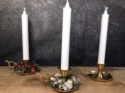 Kerzenteller Kerzenhalter Kerzenständer Vintage Nostalgisch Retro Gold Romantisch – handgemacht aus Seiden- und Kunstblumen, langlebig & pflegeleicht von SarahsFlowerStudio