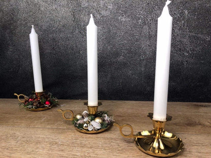 Kerzenteller Kerzenhalter Kerzenständer Vintage Nostalgisch Retro Gold Romantisch – handgemacht aus Seiden- und Kunstblumen, langlebig & pflegeleicht von SarahsFlowerStudio