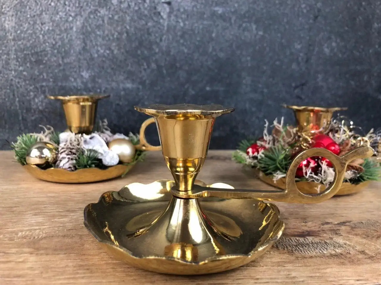 Kerzenteller Kerzenhalter Kerzenständer Vintage Nostalgisch Retro Gold Romantisch – handgemacht aus Seiden- und Kunstblumen, langlebig & pflegeleicht von SarahsFlowerStudio