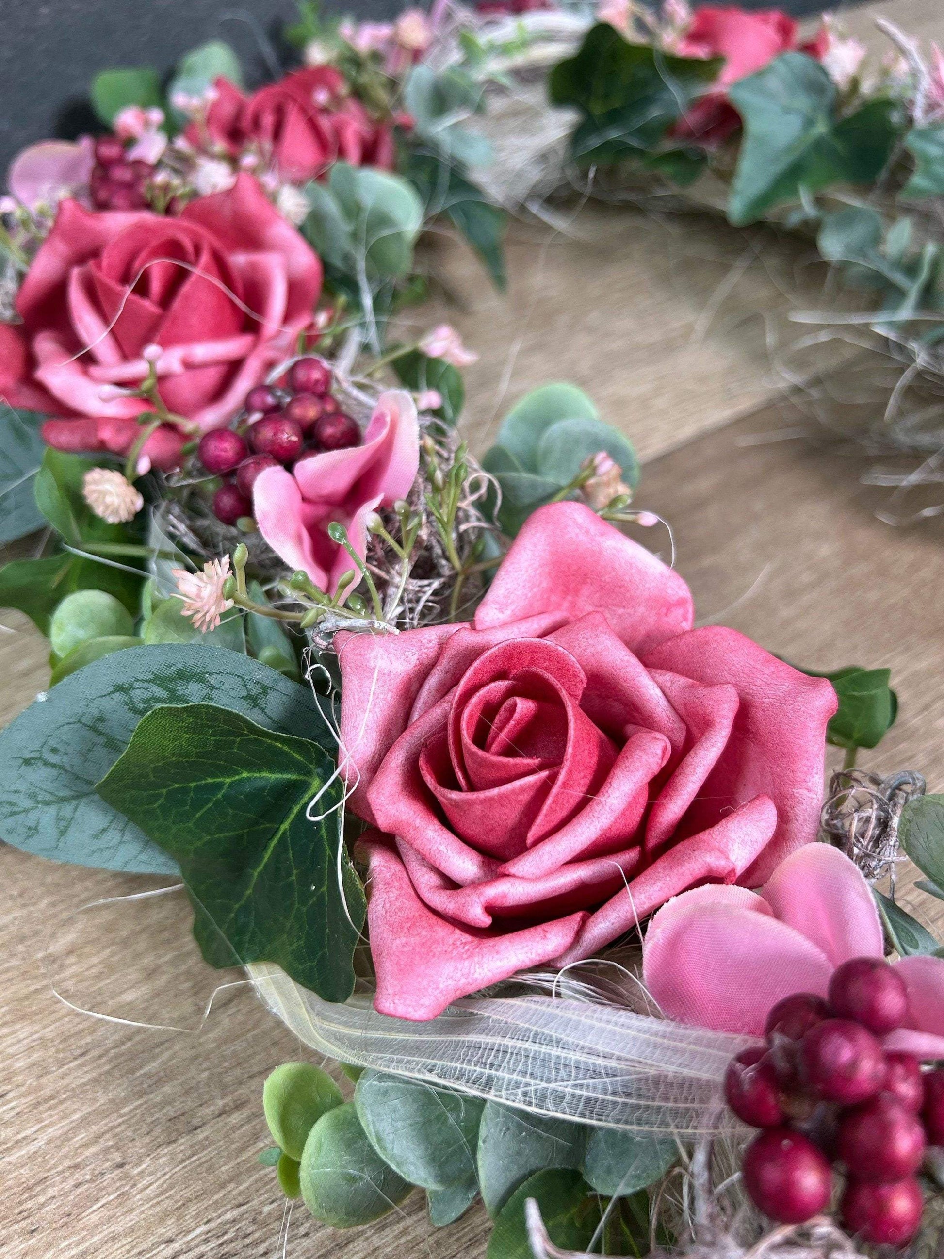Autoschmuck Set 3 Teilig Herz und Schleifen Rose Eukalyptus Autodekoration Autoblumenschmuck Gesteck Hochzeit Kutsche Schmuck Wedding – handgemacht aus Seiden- und Kunstblumen, langlebig & pflegeleicht von SarahsFlowerStudio