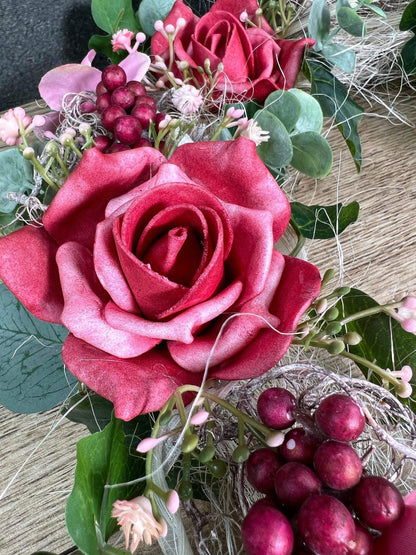 Autoschmuck Set 3 Teilig Herz und Schleifen Rose Eukalyptus Autodekoration Autoblumenschmuck Gesteck Hochzeit Kutsche Schmuck Wedding – handgemacht aus Seiden- und Kunstblumen, langlebig & pflegeleicht von SarahsFlowerStudio