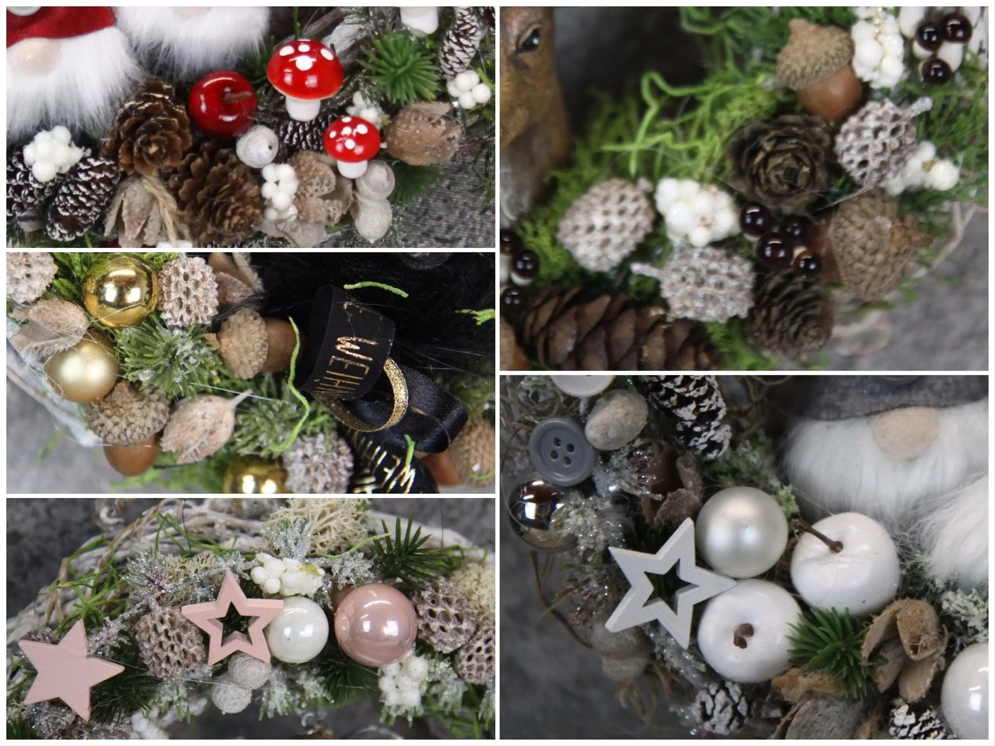 Türkranz Türdeko Türschmuck Weihnachten Weidenkranz Wichtel Zapfen Stern Apfel Tanne Band Modern – handgemacht aus Seiden- und Kunstblumen, langlebig & pflegeleicht von SarahsFlowerStudio