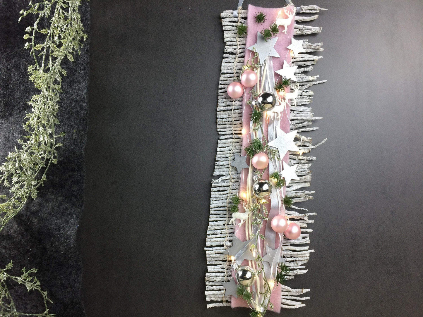 Wunschfarbe 20er LED Advent Türdeko Türdekoration Wanddeko Wanddekoration Türkranz – handgemacht aus Seiden- und Kunstblumen, langlebig & pflegeleicht von SarahsFlowerStudio