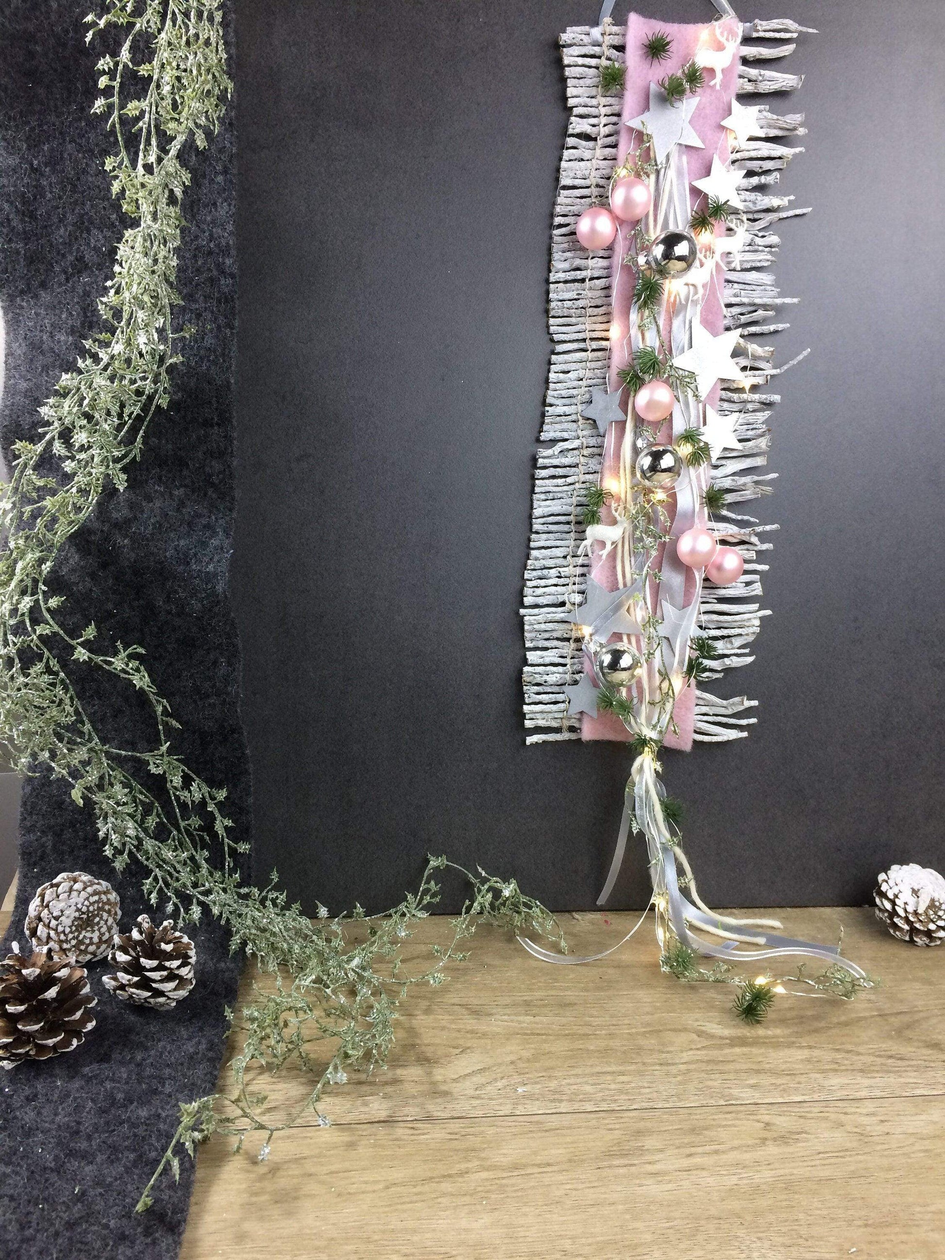 Wunschfarbe 20er LED Advent Türdeko Türdekoration Wanddeko Wanddekoration Türkranz – handgemacht aus Seiden- und Kunstblumen, langlebig & pflegeleicht von SarahsFlowerStudio