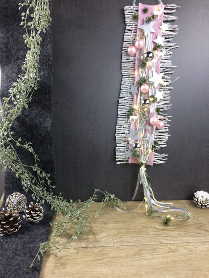 Wunschfarbe 20er LED Advent Türdeko Türdekoration Wanddeko Wanddekoration Türkranz – handgemacht aus Seiden- und Kunstblumen, langlebig & pflegeleicht von SarahsFlowerStudio