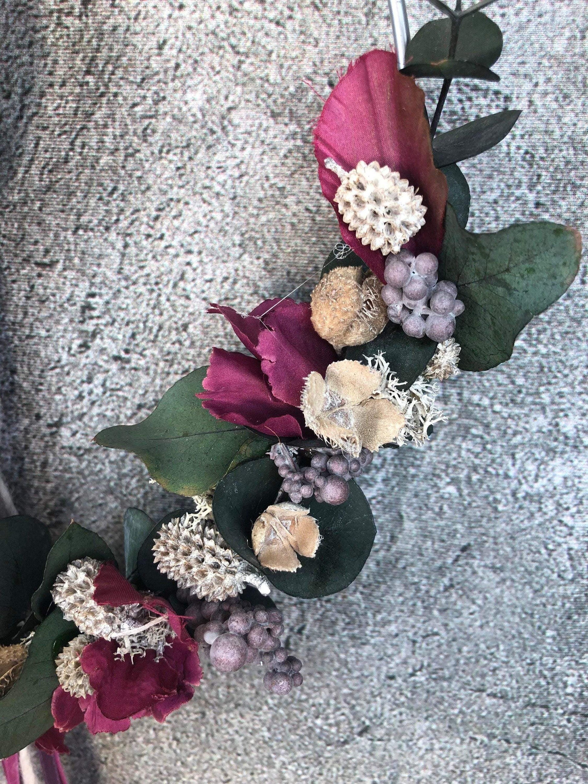 Türkranz Welcome Herz Kranz Ring Eukalyptus Hortensie Zapfen Wandkranz Trockenblumen Natur natürlich Hoop Herbst Herbstlich – handgemacht aus Seiden- und Kunstblumen, langlebig & pflegeleicht von SarahsFlowerStudio