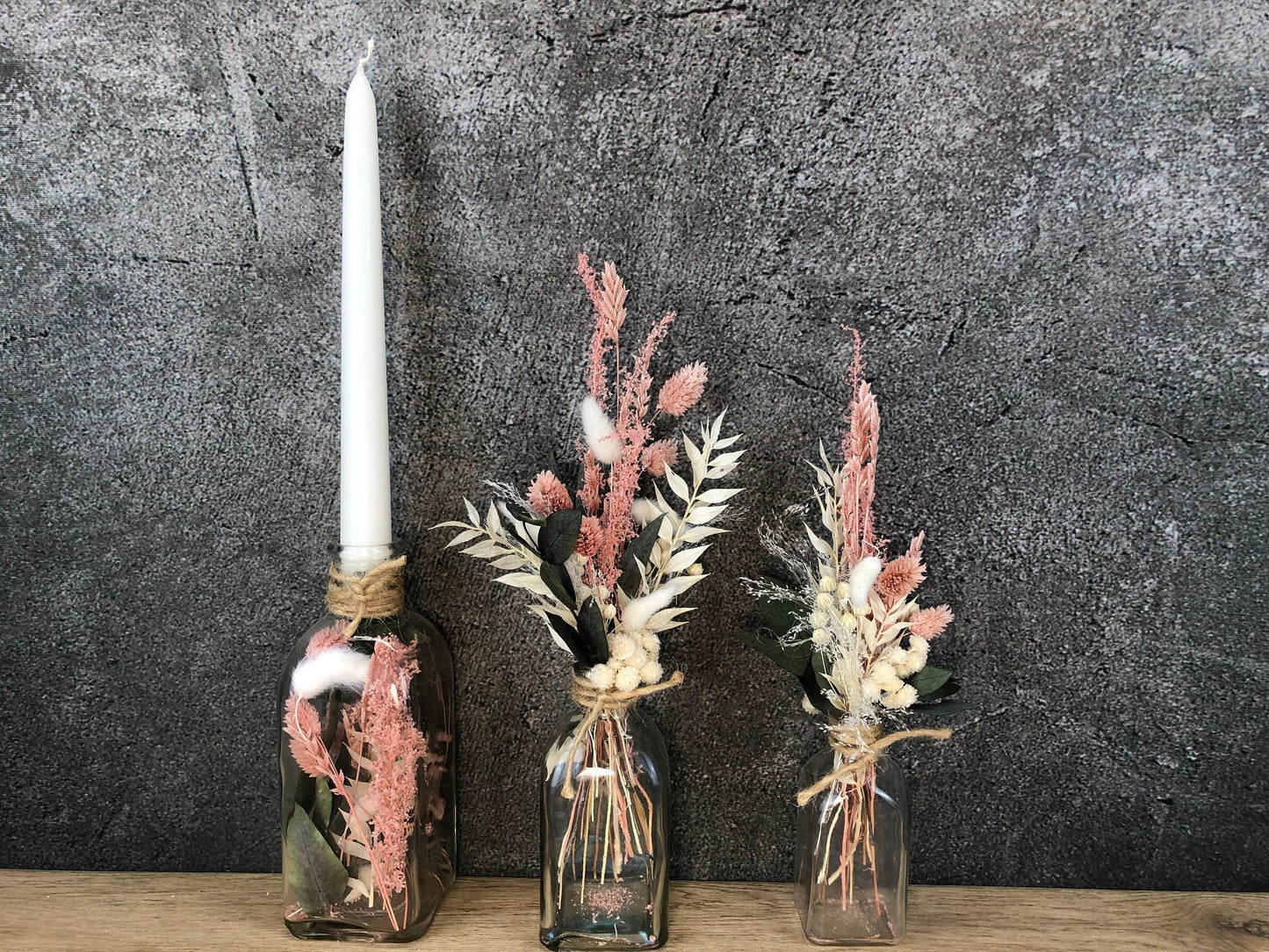 Trockenblumenstrauß mit Vase – Eukalyptus & Gräser natürlich & stilvol – Trockenblumen – SarahsFlowerStudio