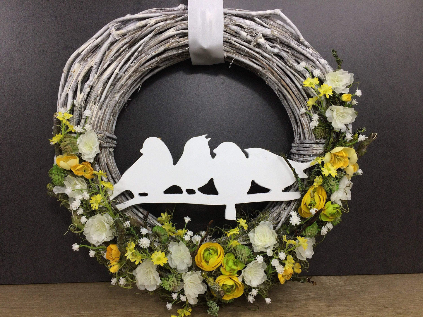 Türkranz 35cm Türdeko Türschmuck Vogel Vögel Hortensie Rosen Schleierkraut ZweigeModern ganzjährig Tür Schmuck Herbst – handgemacht aus Seiden- und Kunstblumen, langlebig & pflegeleicht von SarahsFlowerStudio