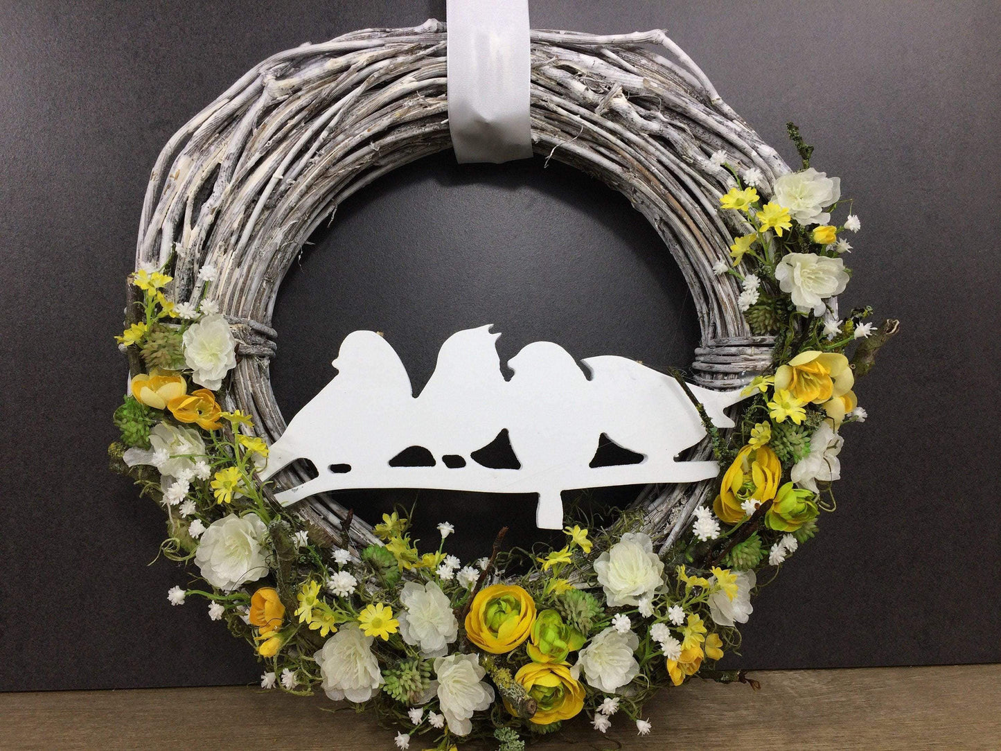 Türkranz 35cm Türdeko Türschmuck Vogel Vögel Hortensie Rosen Schleierkraut ZweigeModern ganzjährig Tür Schmuck Herbst – handgemacht aus Seiden- und Kunstblumen, langlebig & pflegeleicht von SarahsFlowerStudio