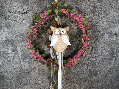 Türkranz Heide Eule Welcome Herbst Herbstlich Türschmuck Modern Wunschfarbe Wunschgröße Tür Schmuck ganzjährig – handgemacht aus Seiden- und Kunstblumen, langlebig & pflegeleicht von SarahsFlowerStudio