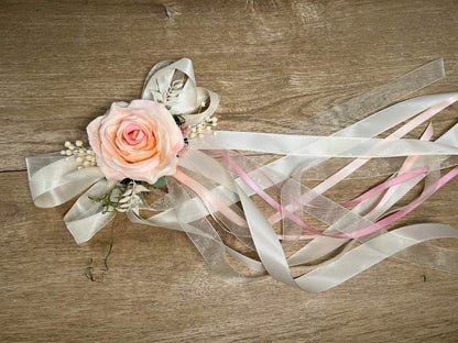 2 Autoschleifen für Seitenspiegel Trockenblumen Seidenblumen Kirchenbank in Wunschfarbe große Schleife Dekoration Rose – handgemacht aus Seiden- und Kunstblumen, langlebig & pflegeleicht von SarahsFlowerStudio